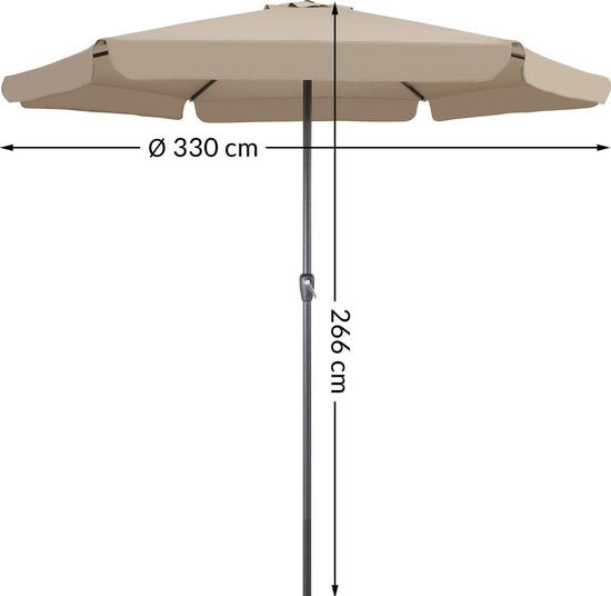 Kingsleeve Parasol - met Draaimechanisme - Taupe Ø 330cm