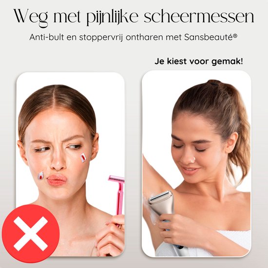 2-in-1 Ladyshave met Display - Gezicht - Oksels - Benen - Bikinilijn - Sansbeauté® - Scheerapparaat Vrouw - Gezichtsontharing Dames - Trimmer Vrouw - Ladyshaves Bikini - USB Oplaadbaar