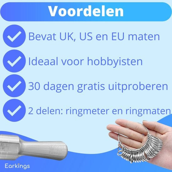 Ringmeter - Ringmaat meter voor elke Ringmaat - Ring sizer EarKings