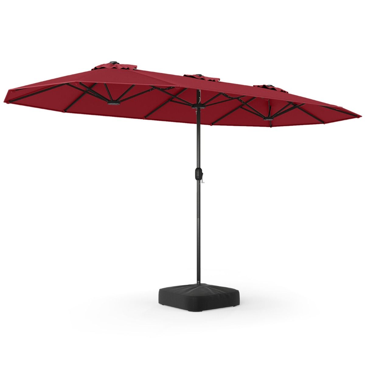 Coast Dubbele Terrasparasol - extra groot doek - verzwaarde voet - Wijnrood 400 x 212 cm