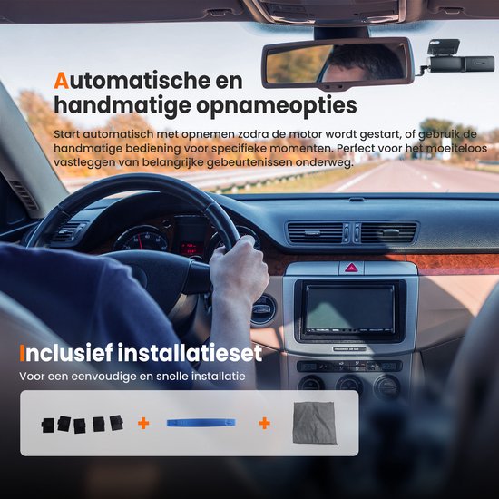 Dashcam voor Auto Voor en Achter - 4K en 64GB - Dual Dashcam - G-sensor en Time-lapse Functie - Zwart - van Faas
