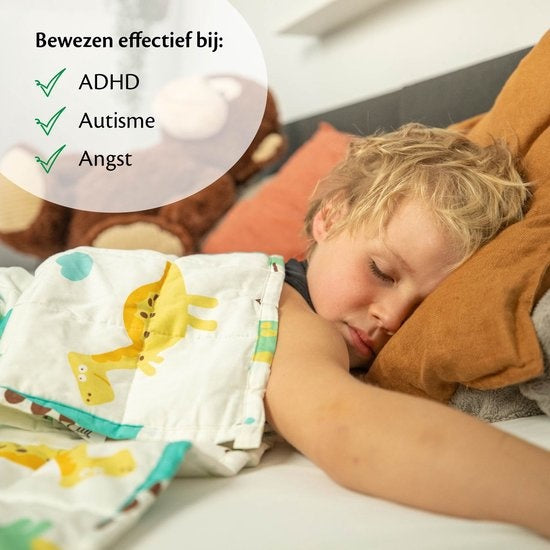 EL-Life Verzwaringsdeken Kind 2,4kg - 90 x 120cm - Zwaartedeken - Weighted Blanket - Verzwaarde Deken - OEKO-TEX Katoen - Dino