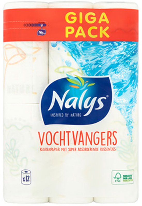 Nalys - Keukenpapier Vochtvangers - 12 rollen