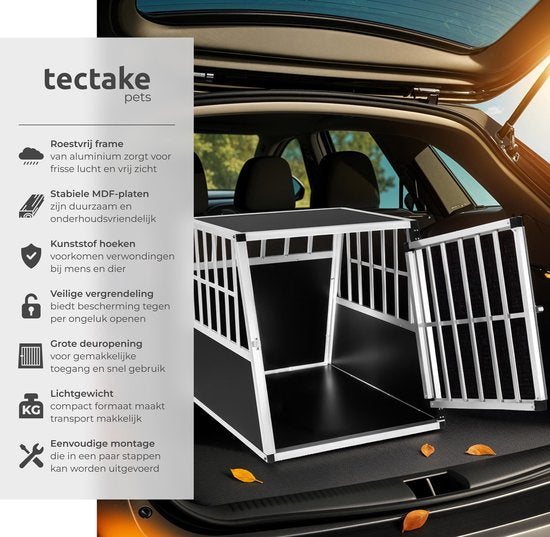 tectake® Autobench hondenbench Schnubi - Hondentransportbench - div afmetingen double of single (Single, 66 x 90 x 69,5 cm)