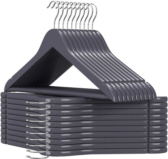 Songmics Kledinghangers - 20-delig - Hout - Antislip - 5 kg - Grijs/Zilver