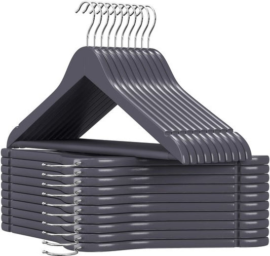 Songmics Kledinghangers - 20-delig - Hout - Antislip - 5 kg - Grijs/Zilver