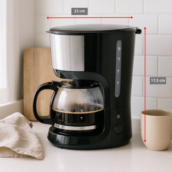 alpina Koffiezetapparaat Filterkoffie 750 W - Koffiemachine met Herbruikbare Koffiezet Filter - Koffiemachine met 1,25 L Glazen Kan - 10 Kopjes Koffie per Keer - Anti-Druppel Koffiemaker