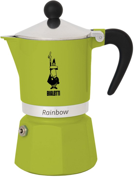 Bialetti Rainbow Percolator 1 Kops Groen – Espresso Maker – Aluminium – Italiaanse Koffiezetter – 60 ml