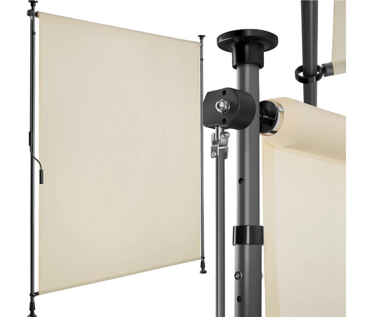 Tectake Zonnescherm Taija 128 x 7 x 216–310 cm – Handslinger – UV50+ – Beige