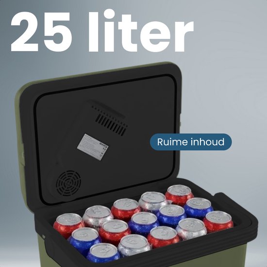 Auronic Koelbox Elektrisch 12V en 230 volt - 25L - Camping Koelkast - Auto - Koelen en Verwarmen - Frigobox - Groen