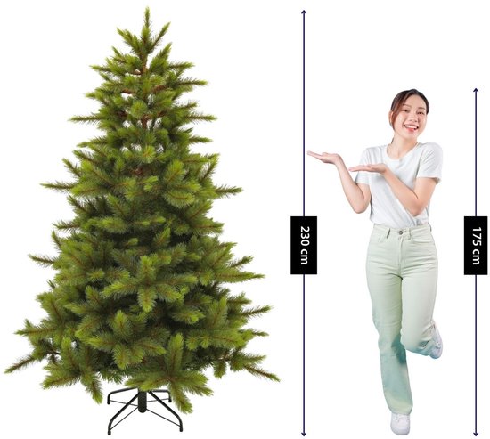 Triumph Tree Wyoming Kerstboom Serie - Kerstversiering voor in Huis met Volle Dennentakjes - Kunstboom met Realistische PVC Hardneedle Naalden - Groene Spar - H230 x Ø165 cm