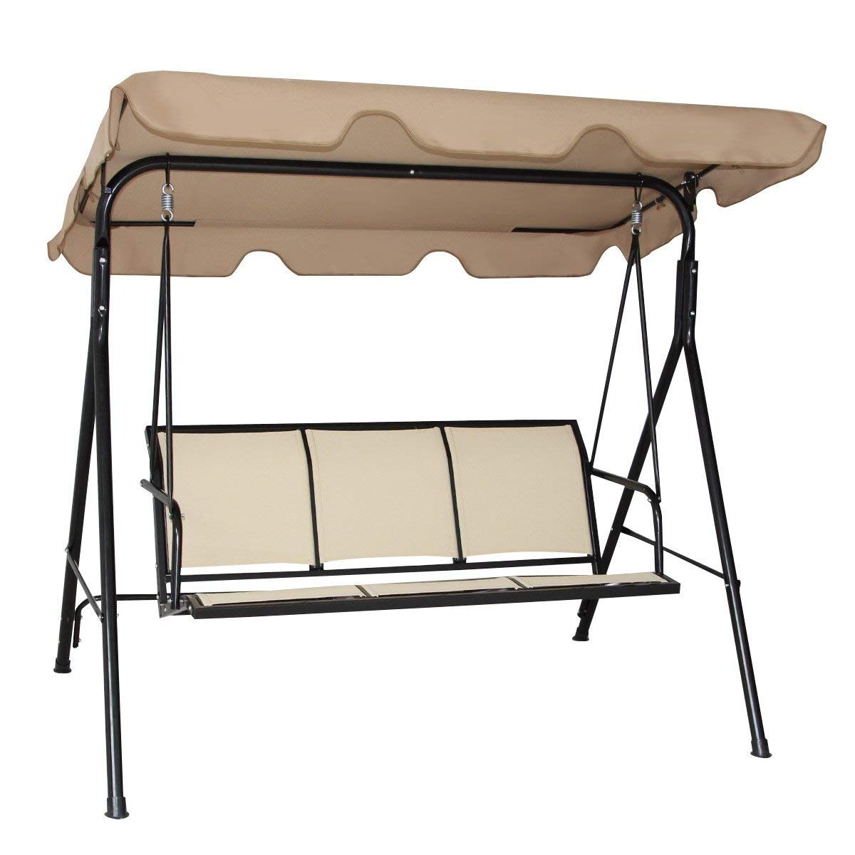 Coast Hollywood Swing Garden Swing Rocking Bench Garden Lounger met Sunroed 3-Seer-Brown