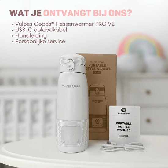 Vulpes Goods® BabyCare - Thermosfles Flessenwarmer - 500ML - Roestvrijstaal - 6400 mAh - 500ML - Oplaadbaar - Draadloos & Draagbaar - PRO V2