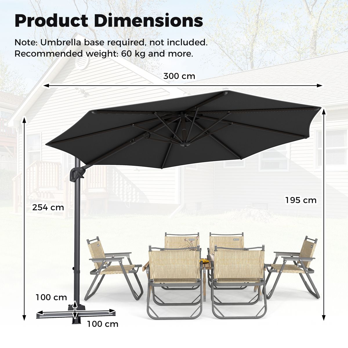 Coast parasol met voetpedaal - 360° draaibaar - kantelbaar in 6 standen - grijs Ø 300 cm