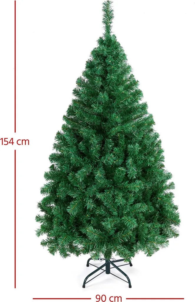 Yaheetech Kunstkerstboom - 154 cm Groen - 398 Takken - Realistisch - Opvouwbare Standaard - Compact - Groen