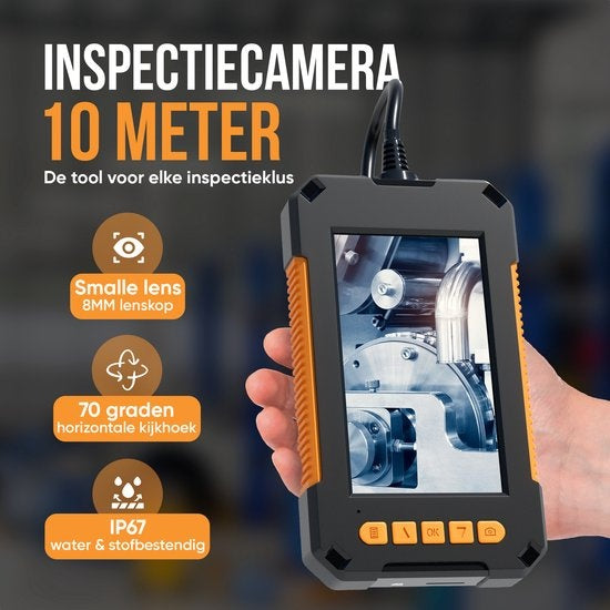 Strex Inspectiecamera met Scherm 10M - 1080P HD - 4.3 inch LCD scherm - IP67 Waterdicht - LED Verlichting - Endoscoop  - Incl. 32gb microSD