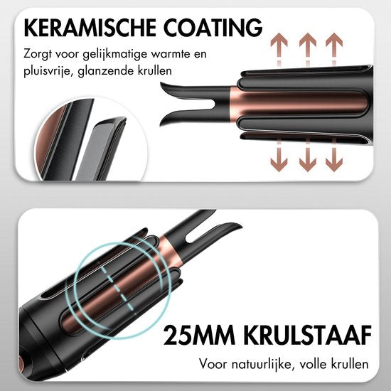 Sansbeauté Automatische Krultang - Keramische Haarkruller - Haarkrultang - Hair Curler - Haarstyler - Wavy Hair - Curling Iron - Krulborstel Roterend - Golvenkrultang - Wave Krultang