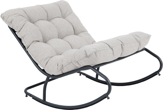 AXI Ruby Schommelstoel Zwart/beige – Schommelstoel Buiten - met Dikke Kussens – Metalen Frame – Lounge Tuinstoel met Schommelfunctie