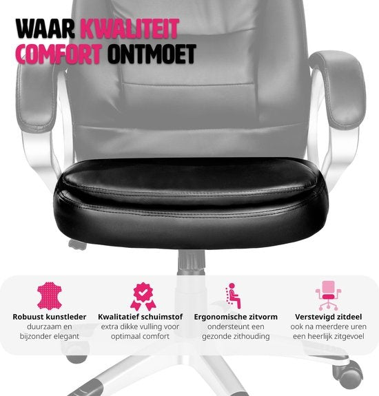Tectake Luxe Design Bureaustoel - Zwart - Kunstleer - Verstelbaar - 400578