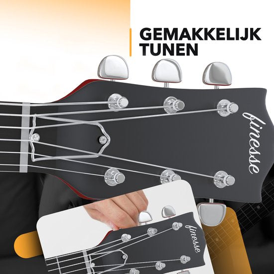 Finesse Elektrische Gitaar met Versterker Rood/Oranje