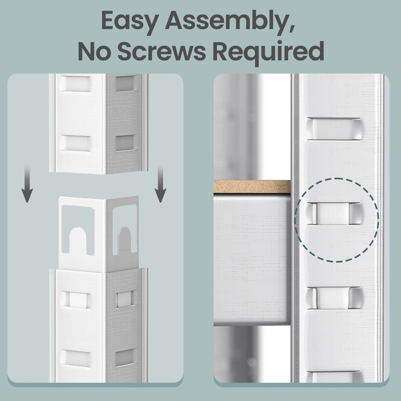 Joyfurnos Opbergrek Set van 2 - Zilver - 5 Legborden per Rek - 650 kg per Rek - Boutloze Montage - 75 x 30 x 150 cm