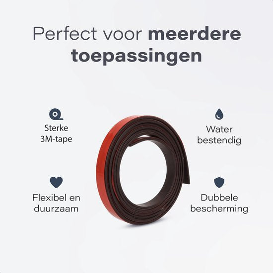 Magnetische Zelfklevend - 5 meter rol - 2cm breed - 2mm dik - EXTRA sterk - Gereedschap - Messen - Magneten - Magneetband - Magnetische - Whiteboard - Tape zwart - 3m - Plakstrips - Magneettape