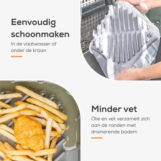 KitchenLove Airfryer Bakjes Siliconen XXL - 2 Stuks - Vierkant - Bakpapier Alternatief - Accessoires - BPA Vrij - 20CM