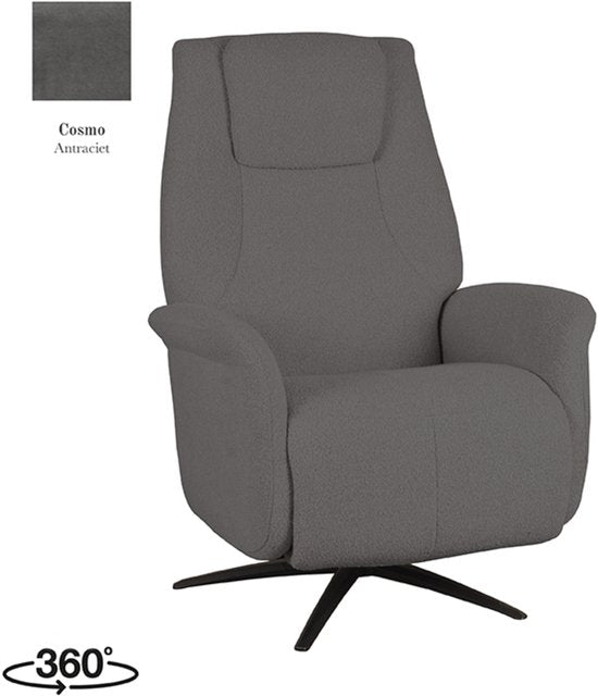 LABEL51 Stockholm Fauteuil - Grijs - Stof - One Size - - - Draaibaar - Met Armleuning
