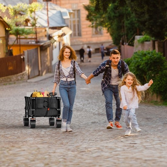 LifeGoods Bolderkar - XL - Opvouwbaar - 200L - 100KG Draagkracht - Zwart