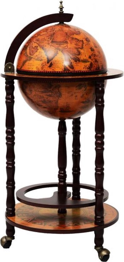 Costway - Wijnrek - Globebar - Wijnbar - Wereldbol bar - ⌀ 45 cm - Bruin