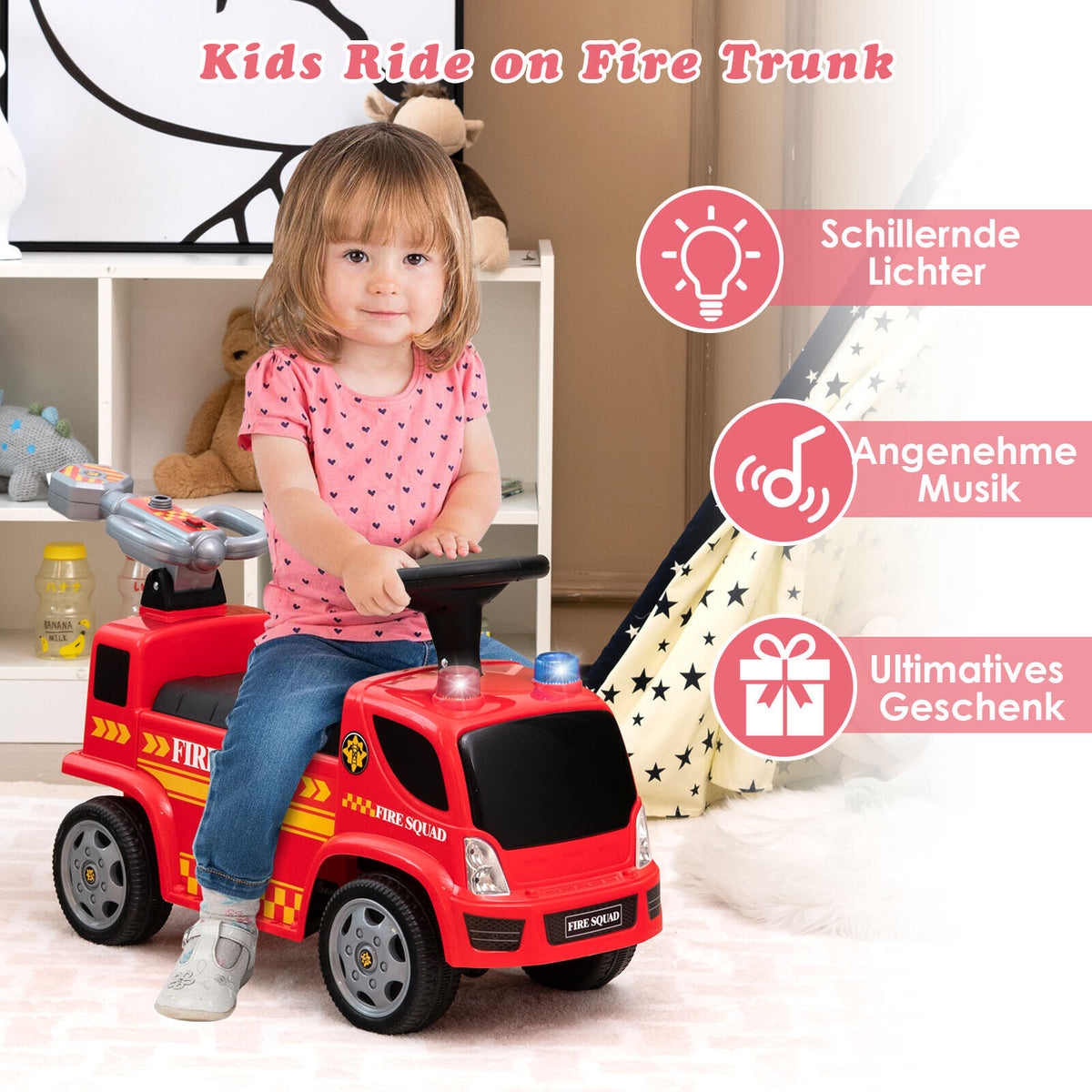 Coast Children's Fire Motor met zeepbelpistool voor kinderen van 18-36 maanden rood