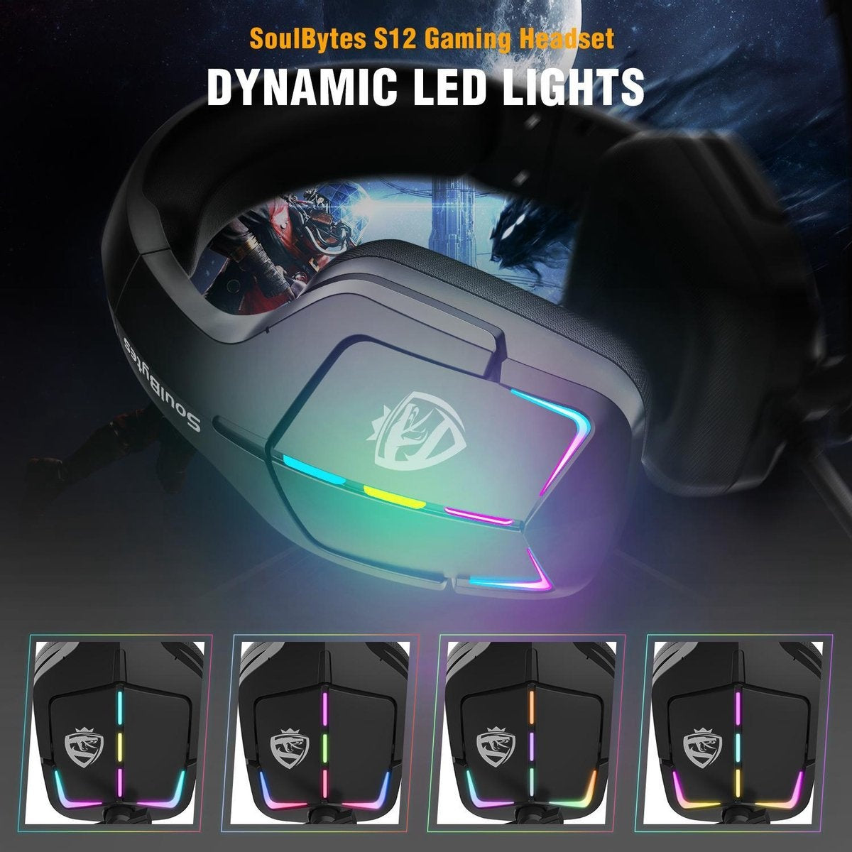 SoulBytes S12 RGB Over-ear Koptelefoons - Gaming headset met Stereo Microfoon - Multi platform -Zwart