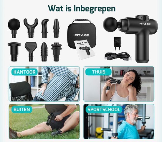 FITAGE Massage Gun Mini - Professioneel Massage Apparaat - Massageapparaat Massagegun - Massage Pistool - Zwart
