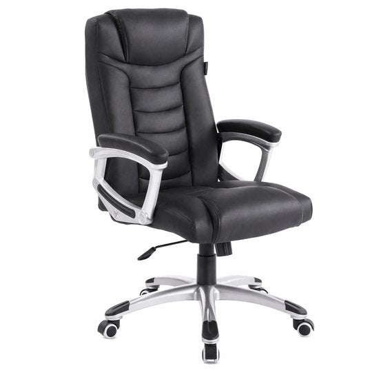 Monza Home® Bureaustoel Zwart – Ergonomische Bureau Stoel – PU Leder – Verstelbaar – 150kg Draagvermogen – Luxe Directiestoel