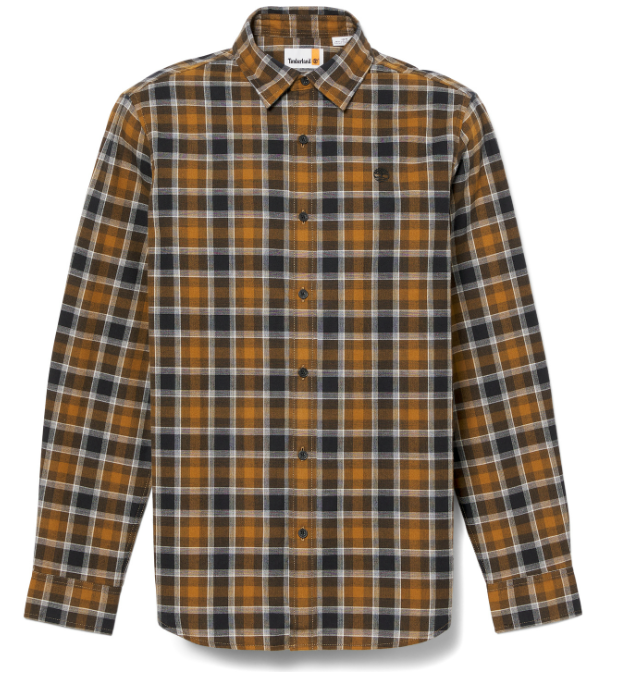 Timberland Bruin Katoenen Shirt met Lange Mouwen – Klassiek Tartan Design – Regular Fit – Maat L