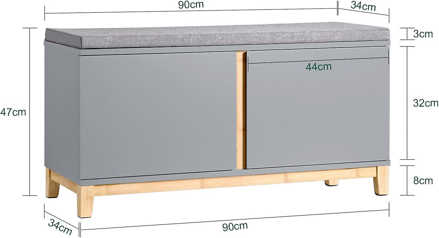 SoBuy Schoenenkast - FSR117-HG - MDF & Bamboo - Max. 150Kg - 90x34x47cm - Grijs