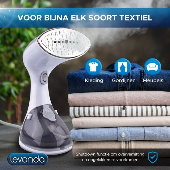 Levanda Kledingstomer – Opzetborstel & 20 min duratie – 1300 W – 15 x 12 x 29 cm – Zwart