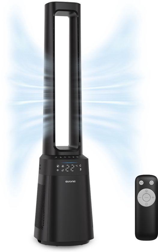 Auronic Torenventilator - Bladeless Model 2 in 1 - Luchtreiniger met HEPA-filter - Ventilator - 10 Standen - Afstandsbediening - 105 cm - Zwart