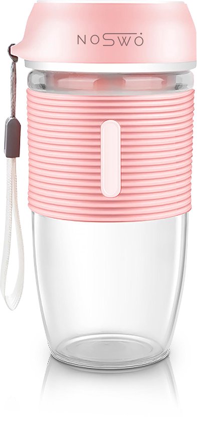 Noswo - Blender To Go - Draagbare Blender - Portable Blender - Mini Blender voor Onderweg - Smoothie Maker - Draadloze Blender - Roze