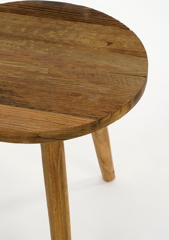 Mica Decorations Bold Bijzettafel - H36 x Ø33 cm - Gerecycled Hout - Bruin