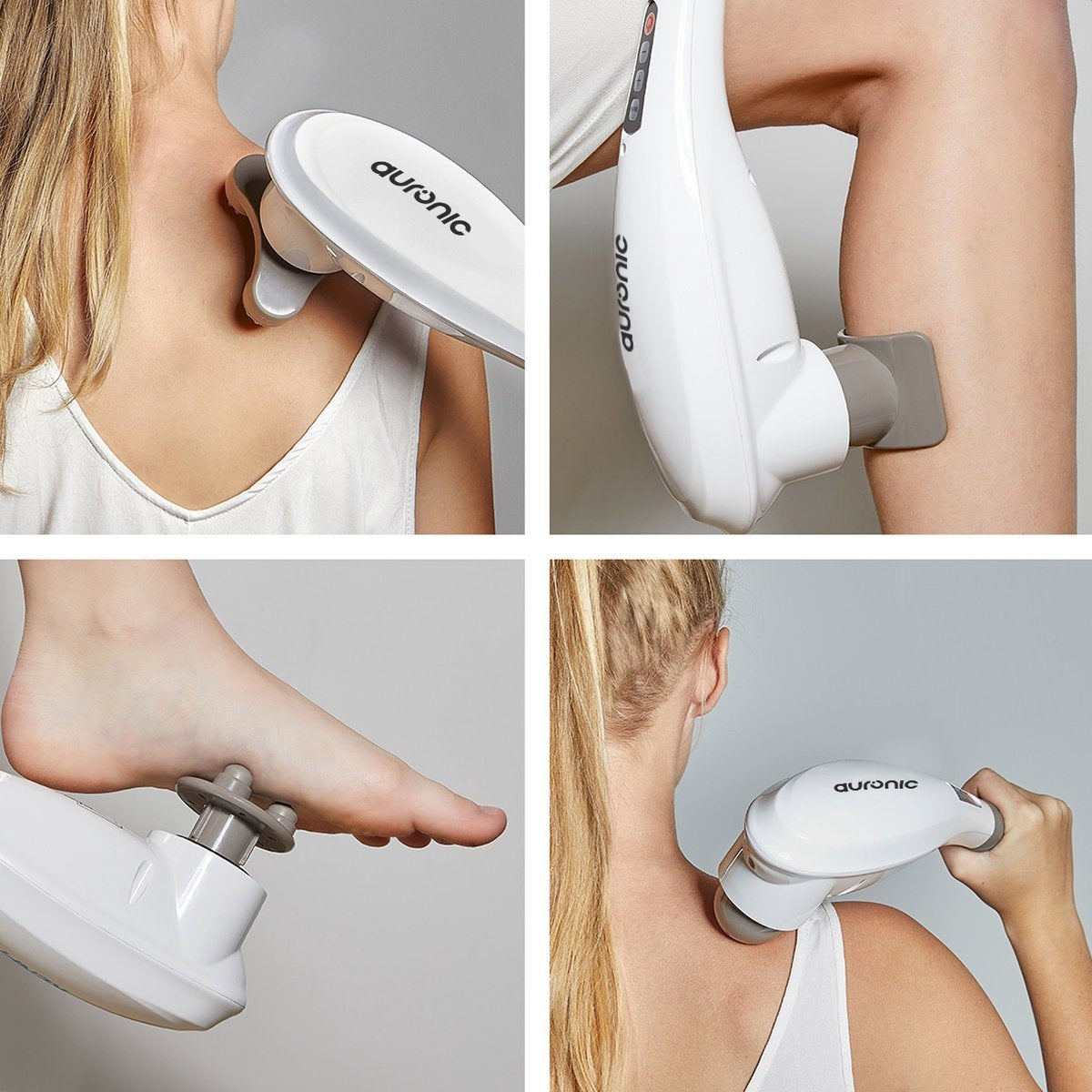 Auronic nek- en rugmassageapparaat Snoerloos 5 opzetstukken Wit/grijs