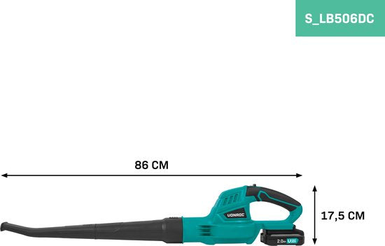 VONROC Accu Bladblazer 20V – Luchtsnelheid 180 km/u – Luchtvolume 5m3/min - Incl. 2.0Ah accu en snellader