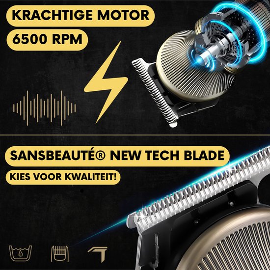 6-in-1 Baardtrimmer Mannen - Incl. 6 opzetstukken - Sansbeauté® - Tondeuse - 0.5-15MM