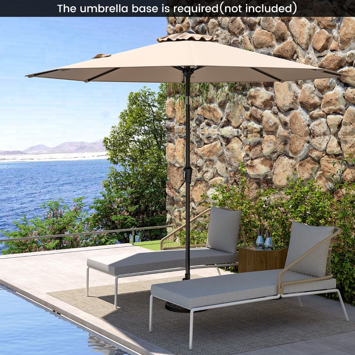 Coast Grote Terrasparasol - kantelbaar met zwengel - 270 cm - beige