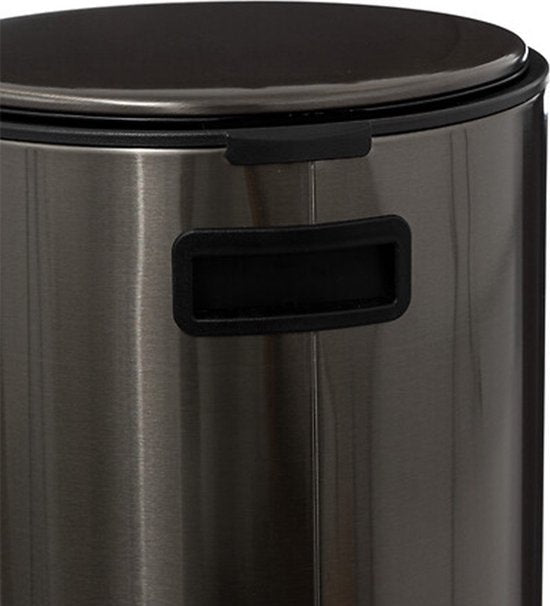 5Five Prullenbak/pedaalemmer Delta - titanium - metaal - 30 liter - 39 x 33 x 62 cm - keuken afvalbak