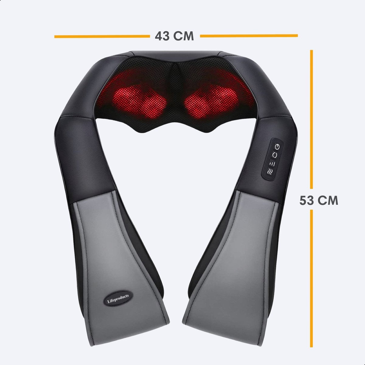 Lifeproducts Shiatsu Massagekussen- Draadloos -  Verwarmd Nek- en Rugmassagetoestel - Snoerloos - Zwart