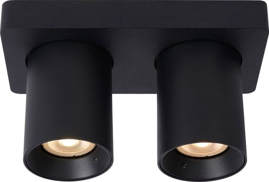 Lucide NIGEL - Plafondspot (Plafondlamp) - LED Dim to warm - GU10 - 2x5W 2200K/3000K - Zwart