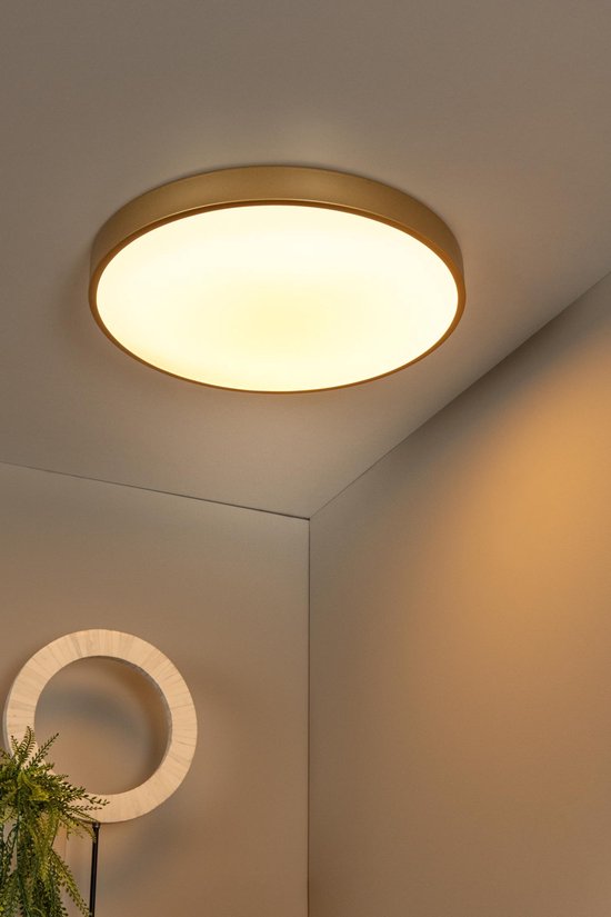 Lucide UNAR - Plafonnière (Plafondlamp) - Ø 49,5 cm - LED 3 StepDim - 1x36W 2700K - Mat Goud / Messing