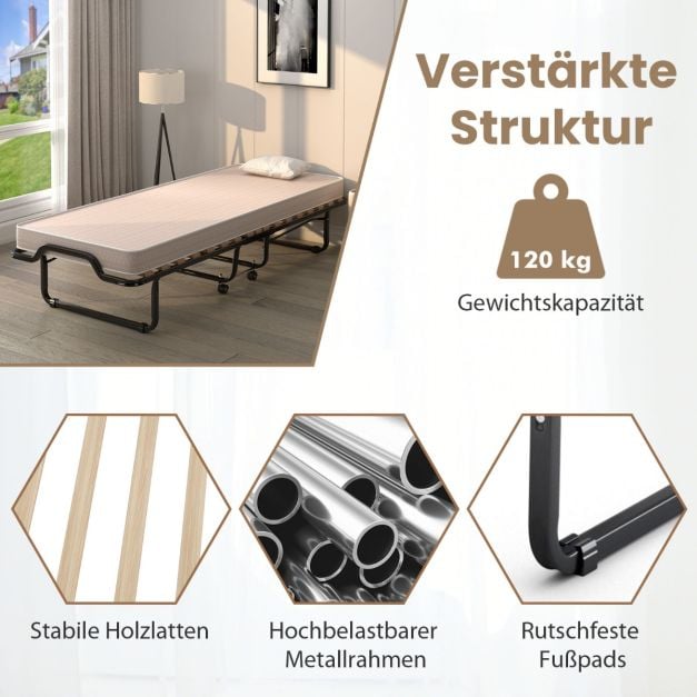 Coast Italiaans Opklapbaar Logeerbed met Matras – 200 x 90 x 41 cm – Beige