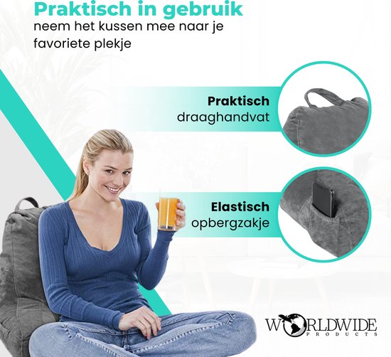 WorldWide products Leeskussen met Armsteunen - Relax kussen memory foam – voor in Bed
